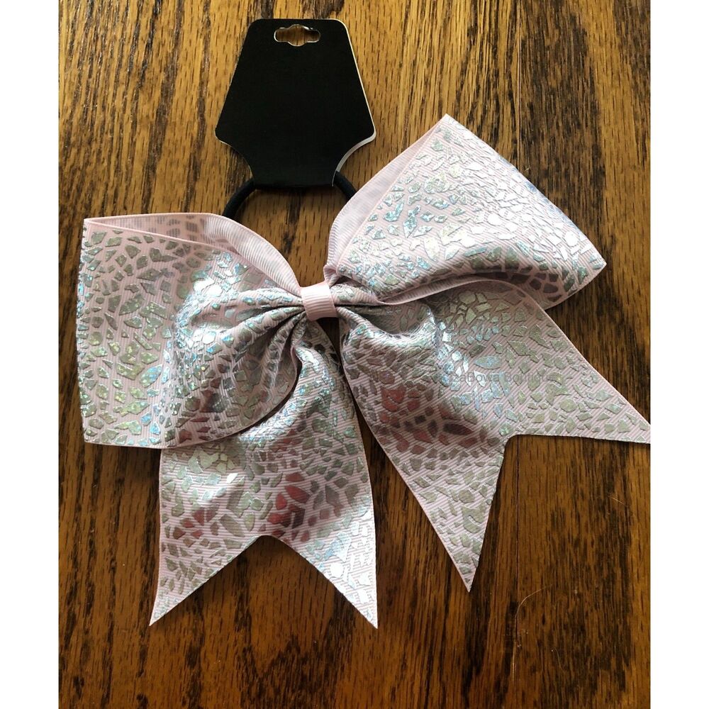 Pink Cracked ice holographic foil Cheer Bows  CBICEP  Handmade boutique